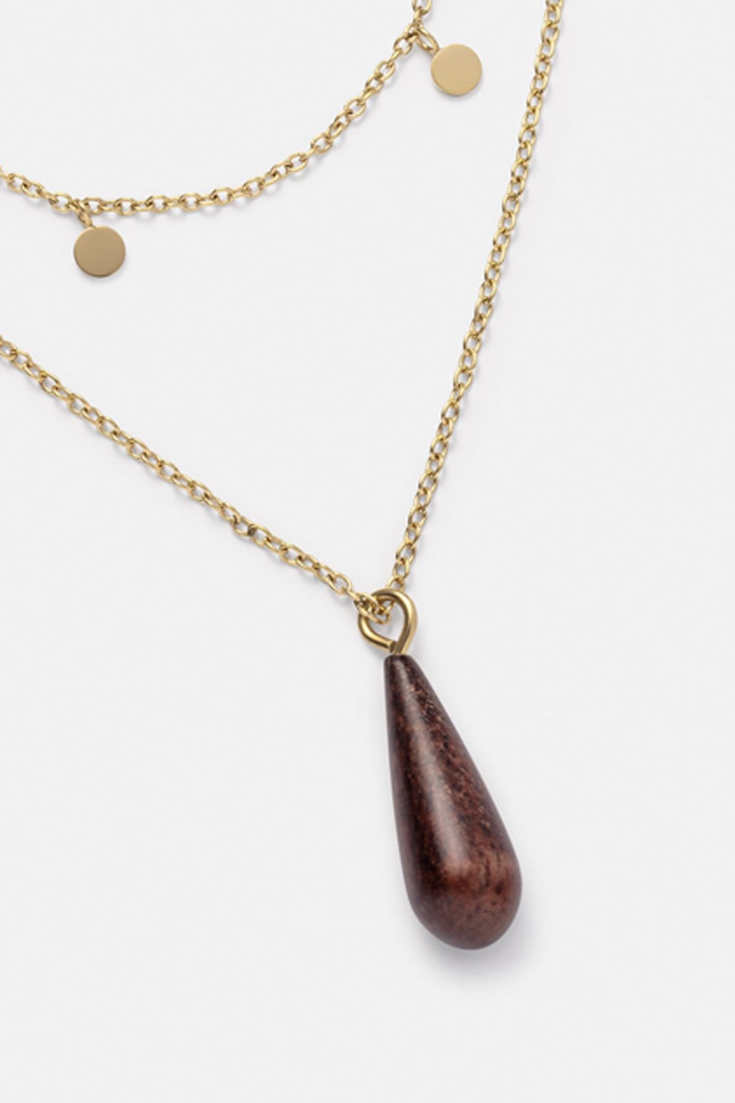 Kerbholz DROP DOUBLE NECKLACE Walnuss Outlet