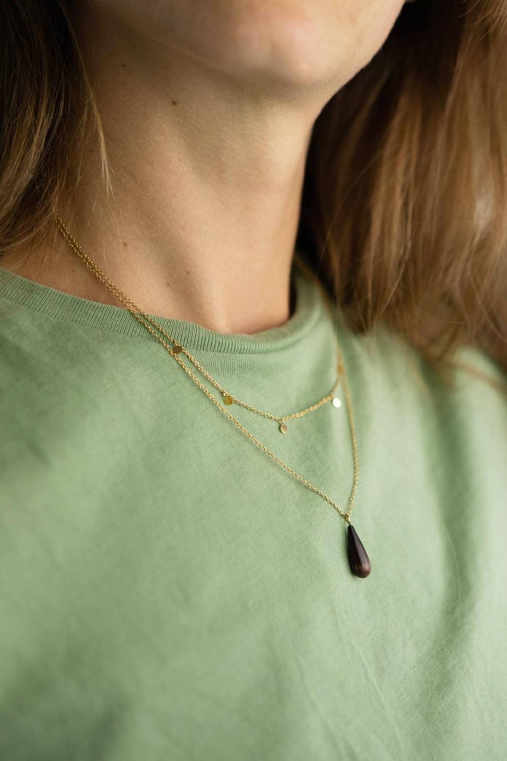 Kerbholz DROP DOUBLE NECKLACE Walnuss Verkauf
