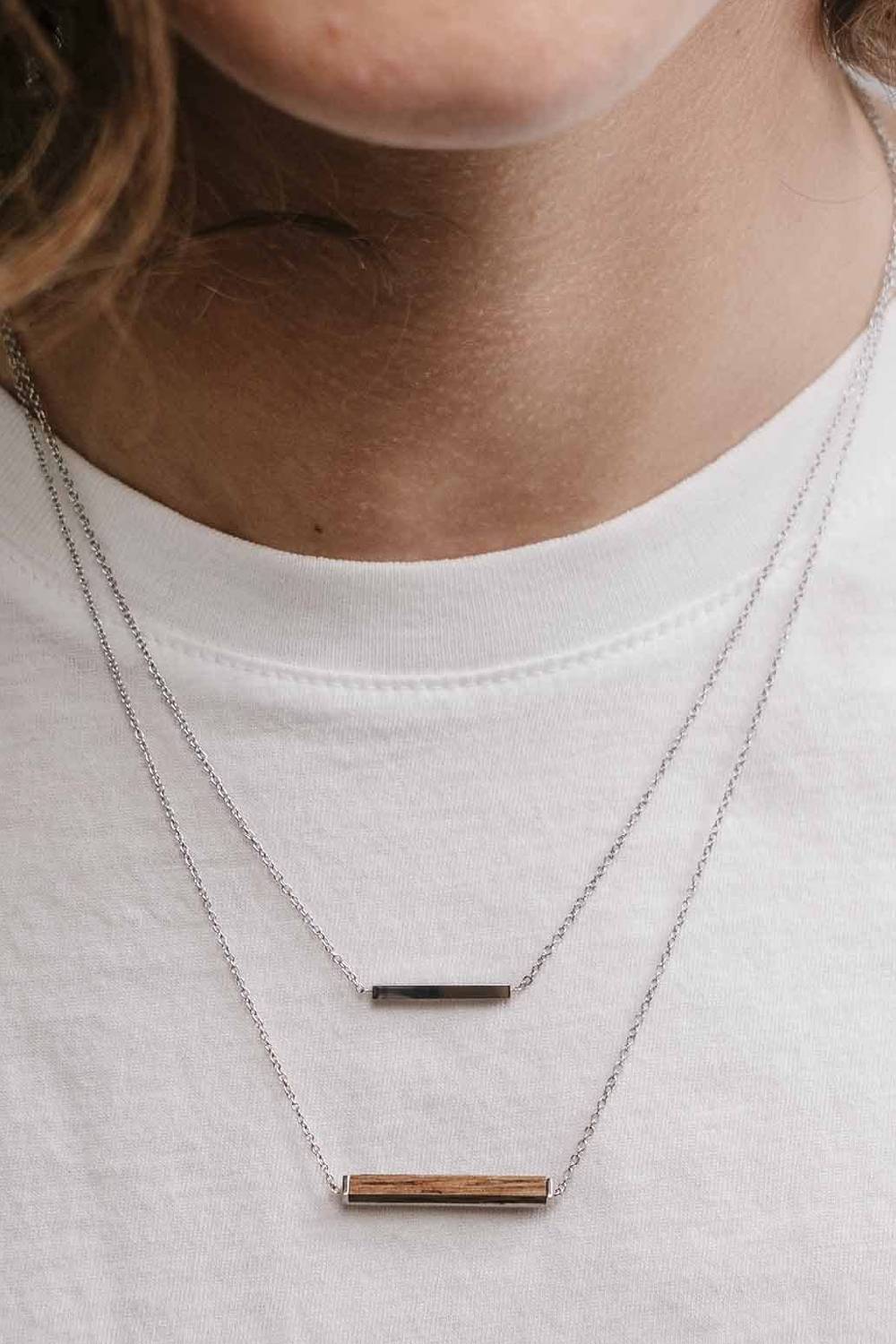 Kerbholz RECTANGLE NECKLACE Walnuss Online Shopping