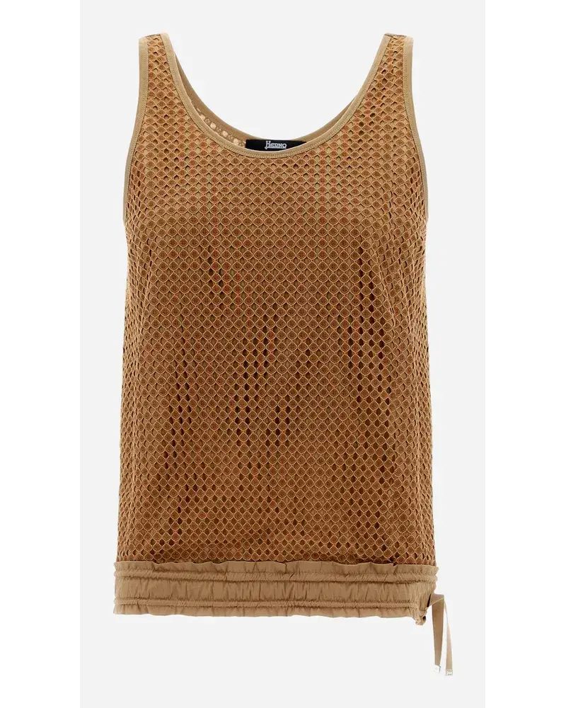 Herno Superfine Cotton Jersey Und Spring Lace Top Sand Super Sparpreis