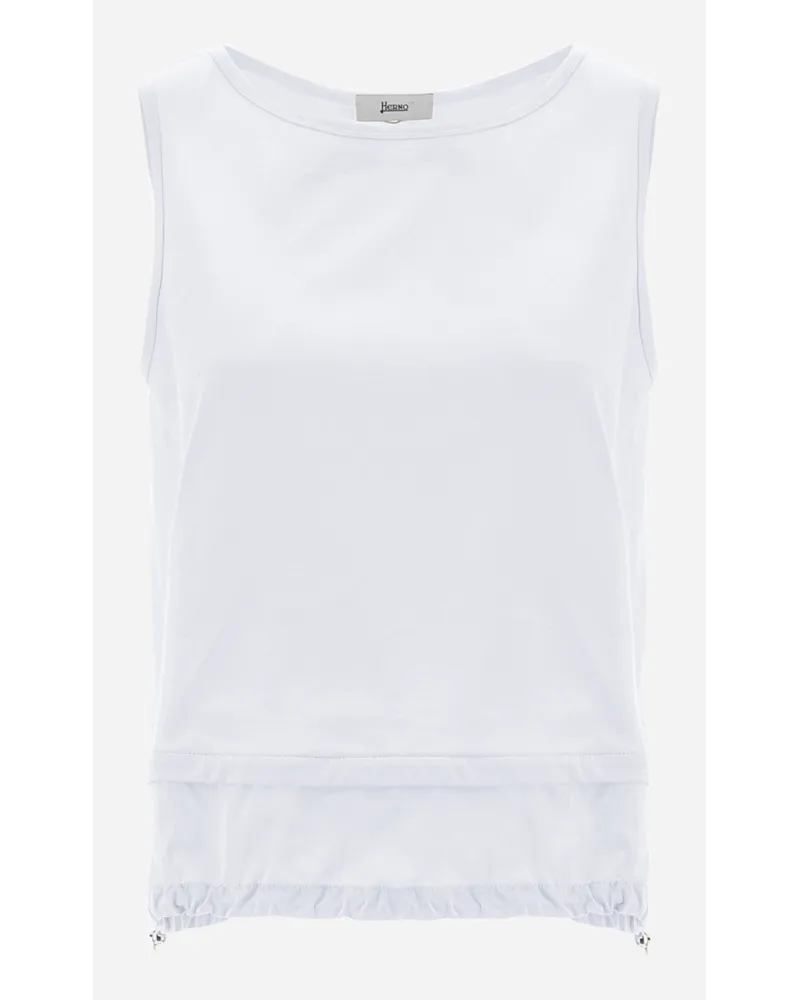 Herno Chic Cotton Jersey Und New Techno Taffetà Top Weiß Begrenzte Freigabe