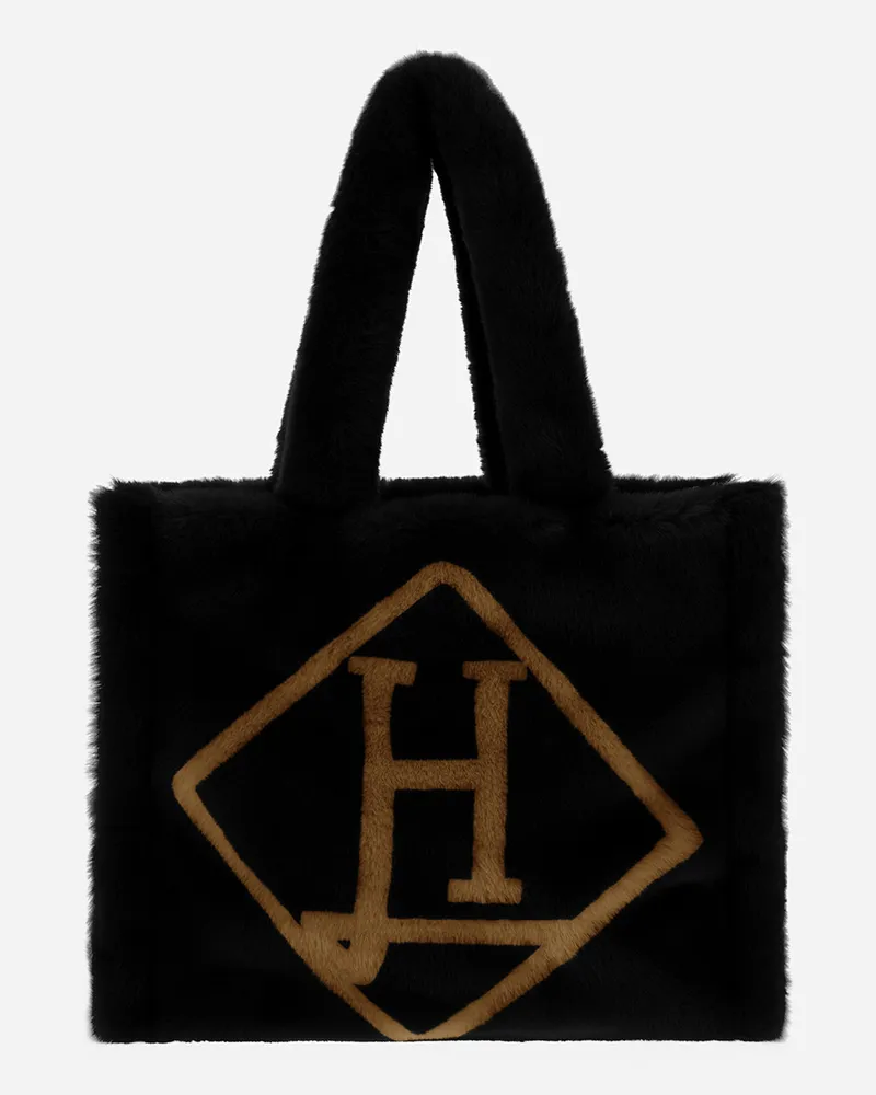 Herno Tasche Aus Soft Faux Fur Schwarz VIP-Rabatte