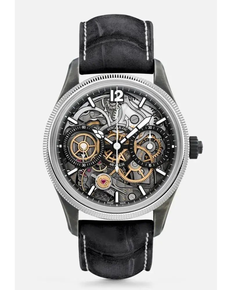 Montblanc 1858 The Unveiled Secret Minerva Monopusher Chronograph Limited Edition Schwarz Limitierter Zeitrabatt