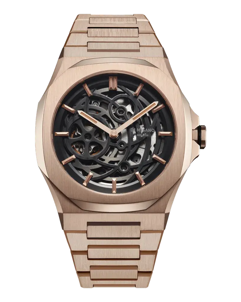 D1 Milano Watch Skeleton Bracelet 41.5 Mm Rose Gold Black Speichern exportieren