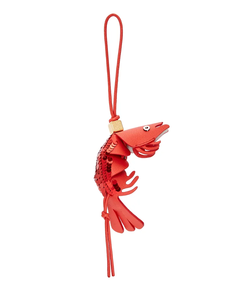 Loewe Luxury Shrimp Charm In Classic Calfskin Red Große Rabatte