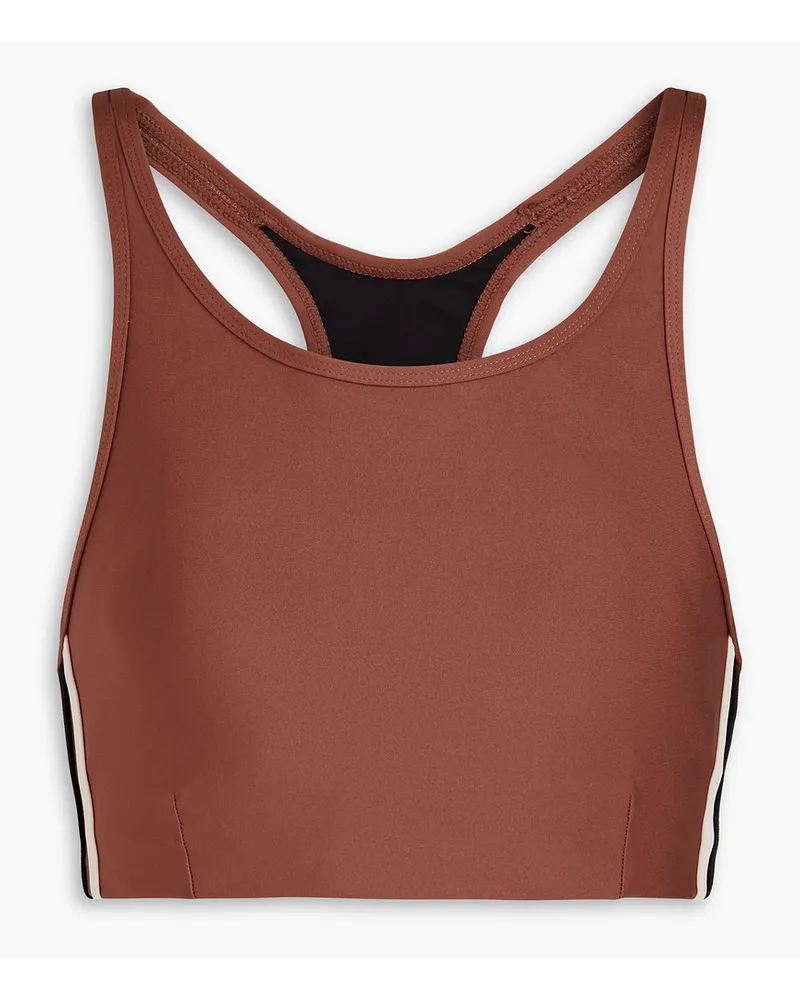 The Upside Hustle Linda Gestreifter Sport Bh Aus Stretch Material Braun Sonderangebote