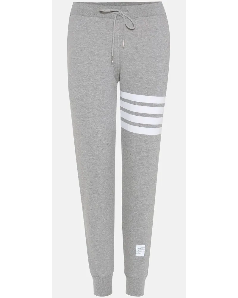 Thom Browne Jogginghose Aus Baumwolle Mit Streifen Grau Sonderangebot der Fabrik