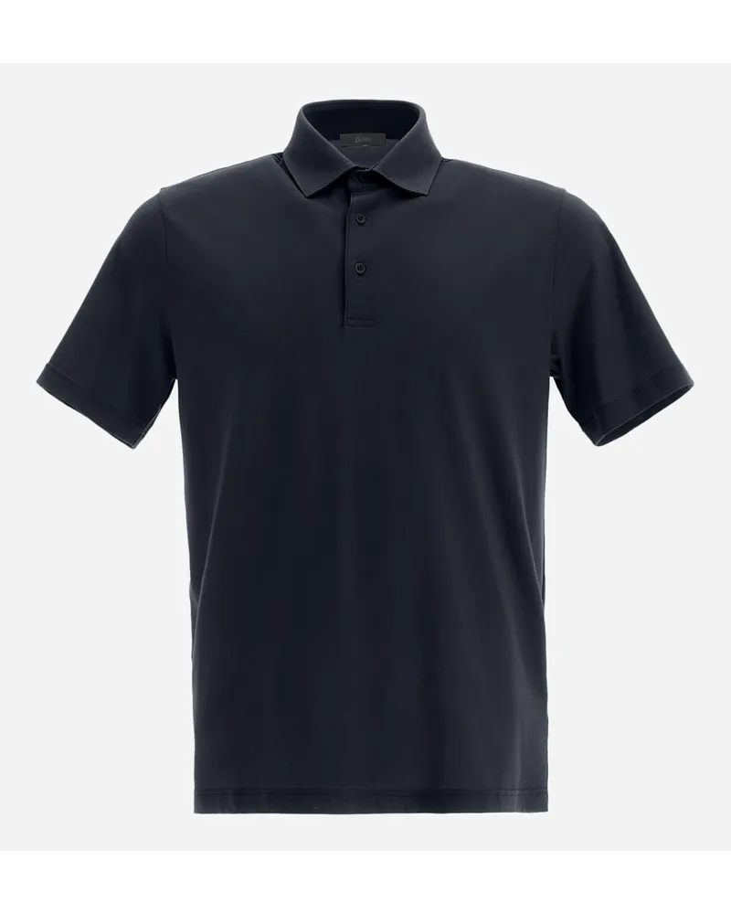 Herno Poloshirt Aus CrêPe Jersey Marineblau Online Outlet