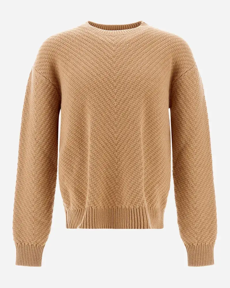 Herno Pullover Aus Infinity Herringbone Wool Camel Exklusive Angebote