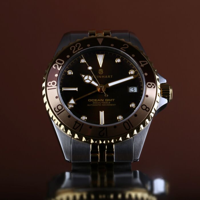 Steinhart Ocean 39 GMT.2 two-tone CHOCOLATE Taucheruhr Vierteljährliche Förderung