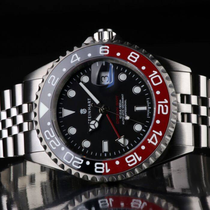 Steinhart Ocean One GMT BLACK-RED. 2 Ceramic Taucheruhr Kauf eins, bekomm eins gratis