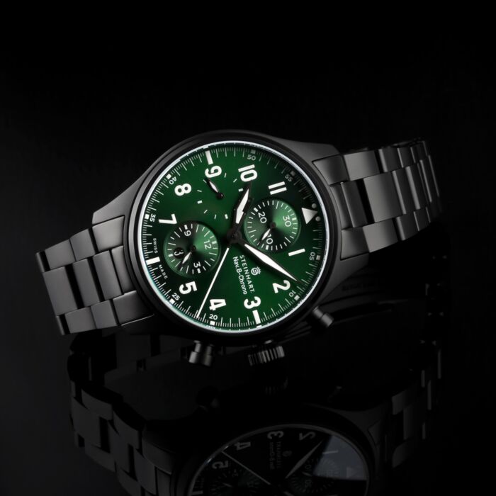 Steinhart Stahlband DLC matt 20/16 mm für NAV B-CHRONO 42 green Ltd. Edition inkl. Bandanstöße 2025